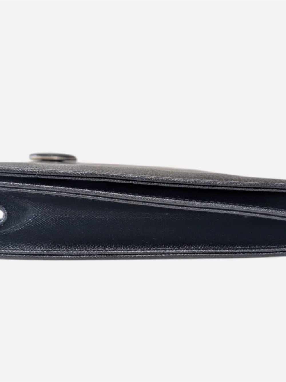 Saint Laurent Black Leather Envelope Clutch with Gold-Tone Button - Picture 5 of 13